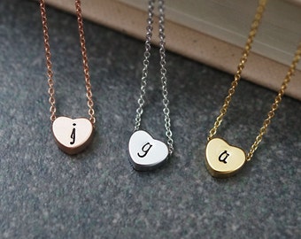 Dainty heart Necklace Initial Necklace Personalized necklace Bridesmaid Gifts Christmas gift for her Personalized jewelry monogram jewelry