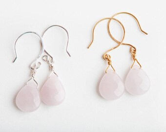 Pink Quartz Earrings, Pink, Quartz Earrings, Pink Earrings, Pink Gold, Pink Gold Earrings, Pale Pink Quartz, Quartz Jewelry, Gift for Mom