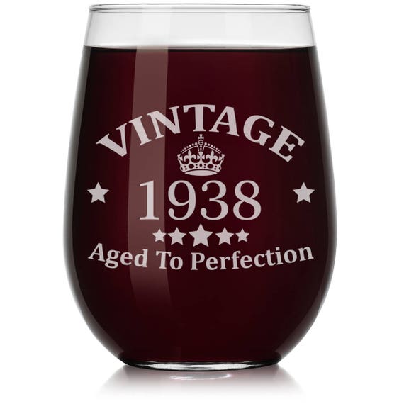 Vintage Aged To Perfection 1938 80th Birthday Wine Glass