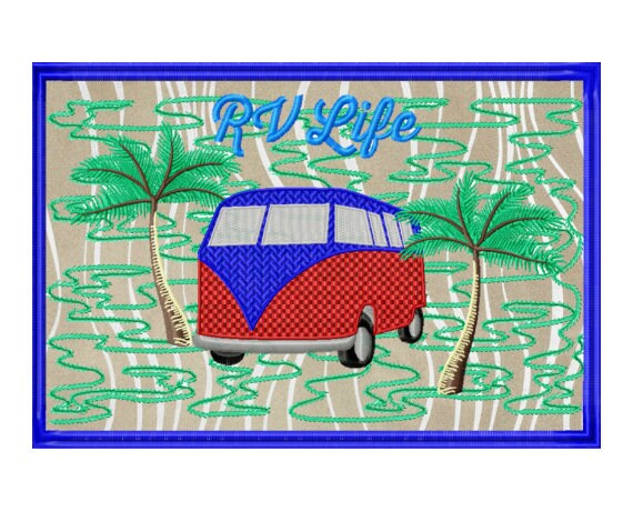 Camper Embroidery Design In The Hoop Embroidery Project RV Applique embroidery designs