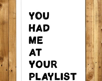 Valentine's Card. Valentines Day Card. Love Card. Anniversary Card. Music. You Had Me At Your Playlist 031