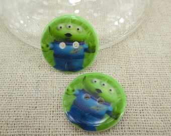 Set of 5 resin alien buttons