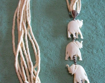 White elephants long necklace