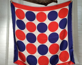 vintage Vera Neumann silk scarf // red white and blue // ladybug signature // 1960s