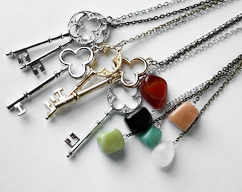 Key and stone pendant necklace - Design Your Own