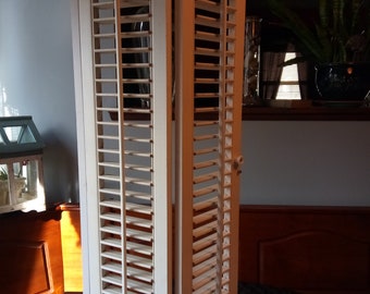 Tall Vintage Wood Louvered Shutter Shabby Chic Cottage Farmhouse Country Traditional Shipping Included HodgePodgeCottage