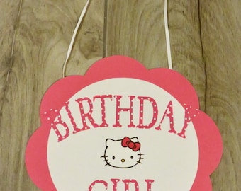 2 Hello Kitty Birthday Signs, Hello Kitty Birthday, Hello Kitty Birthday Girl Sign, Hello Kitty Party Decorations