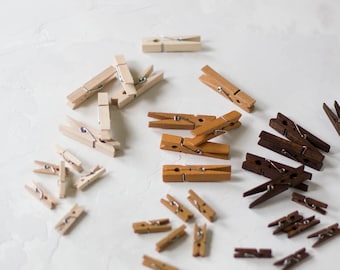 Brown Clothespins - Mini / Small - 24 pc - Natural / Medium / Dark
