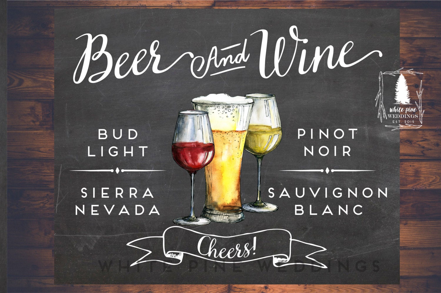 Beer and Wine Bar sign PRINTABLE Wedding Bar Menu Wedding