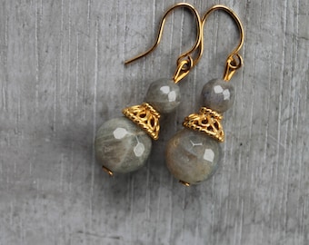 Labradorite vermeil earrings