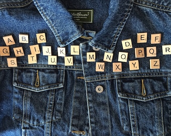 Scrabble Piece Pins - customize your jean jacket, backpack, or hat