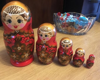 Russian Nesting Doll Matryoshka set 5 pcs hand painted.