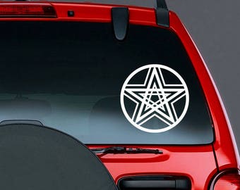 Double Pentagram CAR DECAL Wiccan Pagan Pentacle Vinyl Sticker