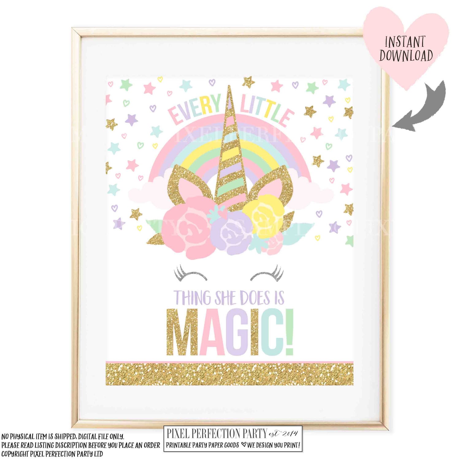 unicorn wall quote unicorn party sign every little thing she