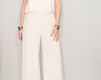 SALE Jumpsuit wedding alternative white jumpsuit ivory jumpsuit white pants bridesmaid jumpsuit
