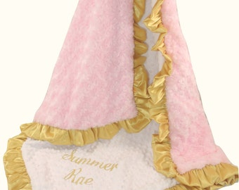 Personalized Embroidery Baby Blanket with a Rose