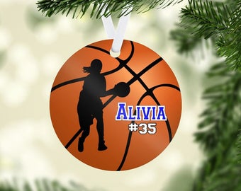 Basketball ornament, Basketball Christmas ornament, personalized ornament, girl basketball player gift, basketball team gift