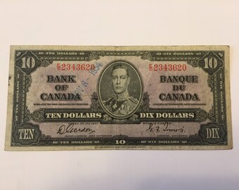 1937 Canadian Ten Dollar Bill