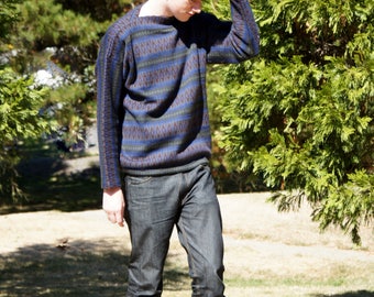 1960's Mod Blue Wool Nordic Ski Sweater