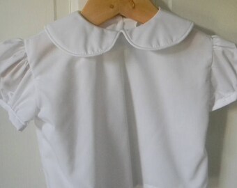 Girl White Peter Pan Collar Blouse Shirt / Baby Girl / Toddler