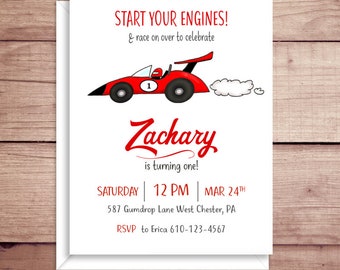 Race car invitation | Etsy