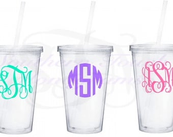 Monogrammed Double Wall Acrylic Tumbler