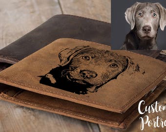 Custom pet portrait pet lover gift pet memorial pet loss gift pet sympathy gift dog memorial personalized pet gifts for men wallet leather