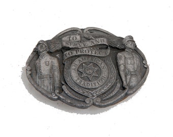 Vintage to serve and to protect belt buckle heavy piece army police