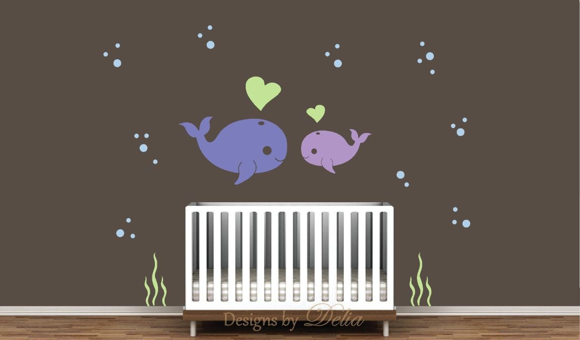 Whale Decal for Nursery Cute Baby Whale Wall Art