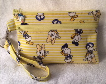 Wristlet, Small Purse, Cell Phone Carrier - Disney - Donald Duck and Daisy