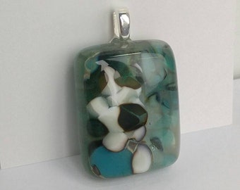 Fused Glass Pendant, Pebble Look, One of a Kind, Wearable Art, Handmade Jewelry