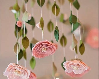 Flower chandelier nursery mobile | Blush, White, Pink | Felt Flower Mobile