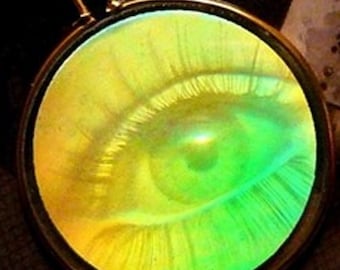 Unisex Vintage One-Way 3-D Hologram Eye Pendant with Added Link onto Bail - 70s, 80's