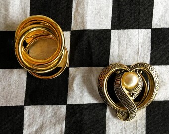 Stellar Scarf Clip Lot (2) - Vintage 80s Jewelry - VG