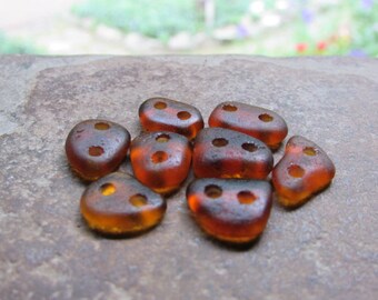 FLAT Tiny Beach Glass CONNECTORS Sea Glass Connectors Beads