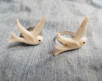 White Dove Ring - Silver Plated