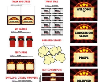 Movie Theme Party Pack - DIGITAL or PRINTED