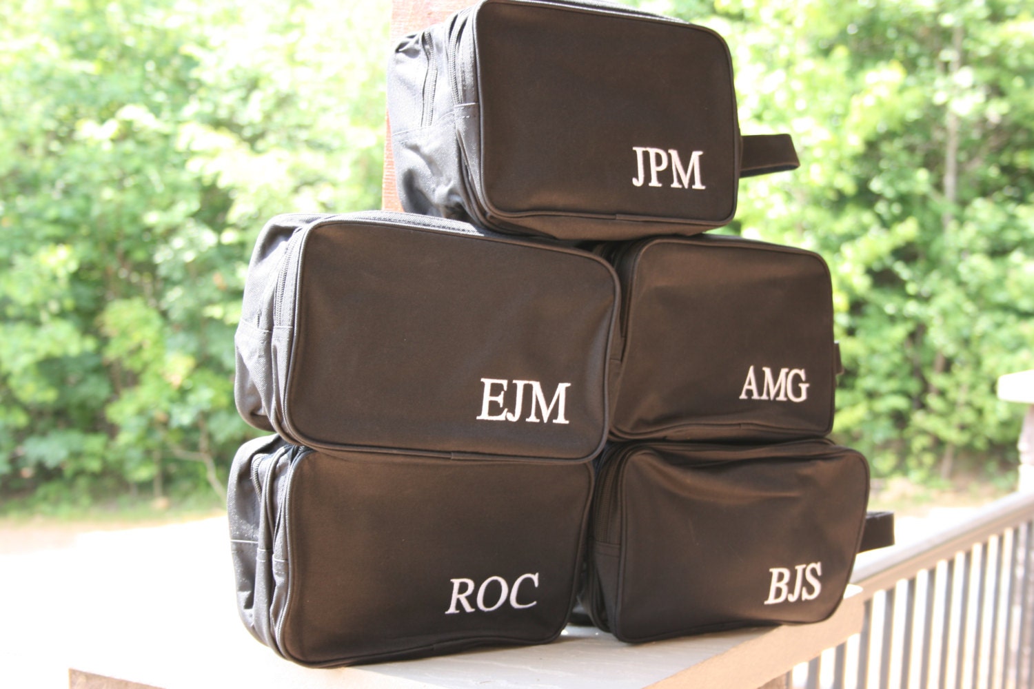 5 Groomsmen Gifts Black Toiletry Bag Personalized