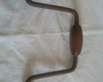 Vintage Circa 1900 Hand Drill/Crank Tool/Wooden Handles/Primitive Tools/Antique Wood Working Tools/