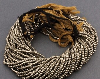 April Sale 10 Strand Natural Pyrite Sparkling Finest Quality 3.5mm to 4mm Faceted Rondelles 13.5 inch strand ISR-006