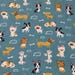 Moda WOOF WOOF MEOW - 100% cotton fabric by the yard 36 x 44 - Dogs on Turquoise background fabric