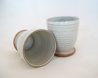 Ceramic Tumbler Juice Glass Handmade Cup handless mug White pottery cup Flower Vase Wheel Thrown MBPalley Ceramics(105)