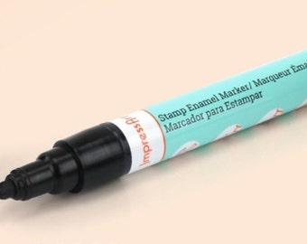Black STAMP ENAMEL MARKER ImpressArt Enamel Ink Marking Pen Blackens or Fills in Letters Darkening Stamped Letters and Designs Easy to Apply