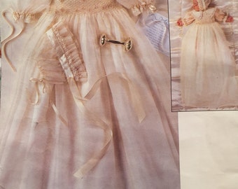 Vintage Vogue American Designer Strasburg Heirloom Collection Infant Christening Gown and Bonnet Sizes NB-S-M & L-XL Pattern 1755