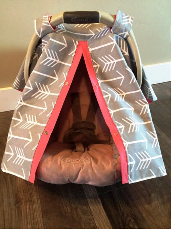 Items similar to Car seat canopy Coral and Gray / Car seat cover / car