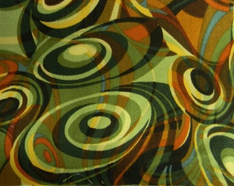 2 yards Brown and Green Abstract Robert Cotton Fabric Kaufman Fabric