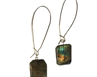 Labradorite Silver Kidney Handmade Earrings