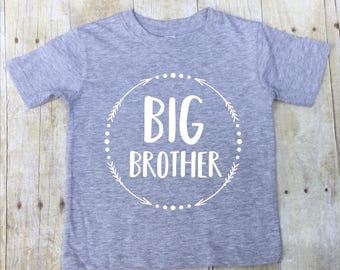 Big Brother Shirt-Big Brother T-Shirt-Sibling Shirt-Pregnancy Reveal-New Baby Announcement Shirt-Big Bro-Big Brother Jersey-Gray T-shirt