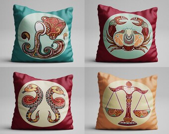 Personnalisé du zodiaque astrologie oreiller, zodiaque signe Verseau Sagittaire taureau Cancer Scorpion vierge poissons Gémeaux Bélier Capricorne Leo Libra