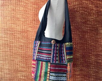 Boho Trippy Crossbody Hobo Sling Hippies Patchwork bag Bohemian Tribal Aztec festival style Fashion Diaper Tote Woven bag gift for him her 3